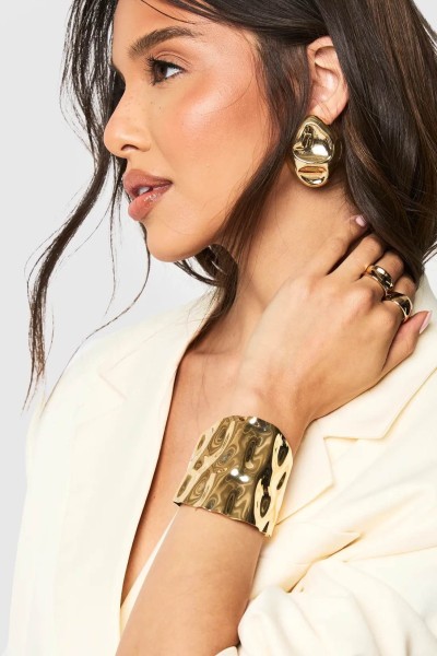 Product Hammered Metal Chunky Bangle